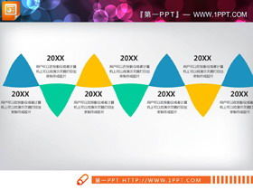 Cronologia PPT con freccia a otto colori