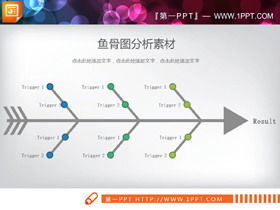 3 色の実用的なフィッシュボーン構造分析 PPT チャート