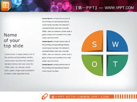 Üç set renkli SWOT analiz çizelgesi