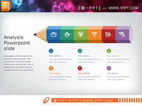 Пять наборов изящных диаграмм PPT в стиле цветного карандаша