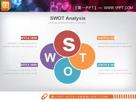 Analyse SWOT tableau PPT de 6 combinaisons de couleurs