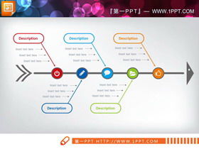 Cinco diagramas de espina de pescado PPT concisos y prácticos