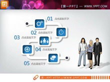 Niebieska mikro trójwymiarowa prezentacja biznesowa Wykres PPT do pobrania za darmo
