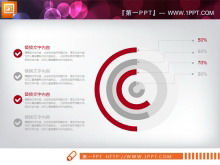 Czerwony i szary płaski raport podsumowujący biznes PPT wykres Daquan