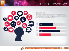Kırmızı ve mavi düz iş raporu PPT grafiği Daquan