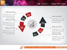 Download grafico PPT di riepilogo del lavoro piatto rosso e nero