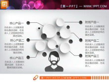 Alb-negru micro plan tridimensional de finanțare a afacerii PPT diagramă Daquan