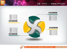 Téléchargement du package de diagramme de relations PPT tridimensionnel en trois couleurs