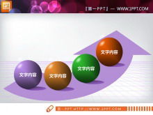 Fluxograma de relacionamento progressivo de 3 cores diferentes gráficos PPT