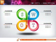 5張精美立體的SWOT並列關係PPT圖表