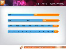 Diagramma diapositiva grafico cronologico blu e arancione