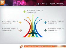 Five proliferation relationship PPT chart running to the arrow plane take-off style