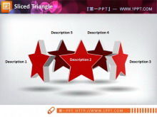 Three circular 3D five-pointed star PPT chart material