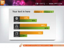 Horizontal PPT bar graph with icon decoration