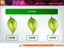 Green leaf background side by side relationship PPT chart material download