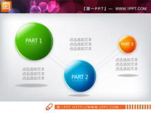 Microsoft tarzı üç düğümlü PPT akış şeması şablonu