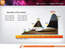 Material de gráfico de curva PPT con imagen de fondo