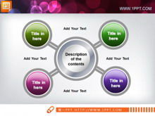 Template diagram hubungan PPT gaya kristal