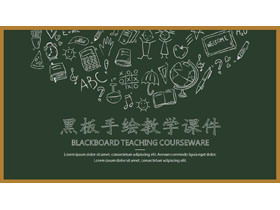 Latar belakang papan tulis gaya mengajar dan berbicara template courseware PPT