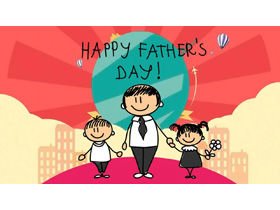 Cartoon hand-painted father's day PPT template free download