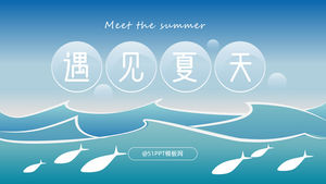 Встречайте лето-океанская волна рыба мультфильм ветер летняя тема шаблон п.