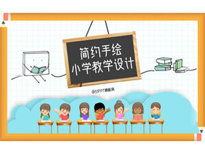 Modelo de ppt de design de ensino de ensino fundamental em estilo cartoon simples desenhado à mão