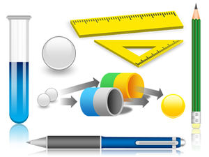 Bolígrafo, lápiz, regla, tubo de ensayo y otra educación exquisita y enseñanza esencial descarga de gráficos ppt (24p)
