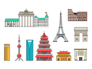 Vector de material de ppt de edificios emblemáticos de la ciudad mundial (100P +)