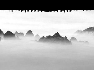 Lukisan tinta ultra-high-definition pegunungan dan sungai dan puncak, gaya Cina, anyaman bebas lebar (4 foto)