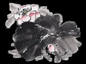 Тушь лист лотоса lotus art ink dot китайский стиль png материал (18 фото)