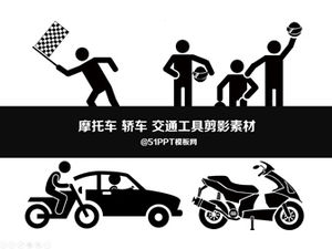 Motorcycle car transportation silhouette ppt material