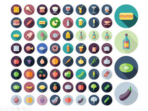 Color catering long shadow cartoon vector ppt icons
