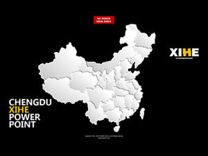 Micro three-dimensional China map ppt material