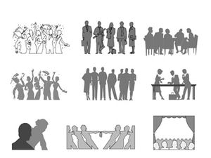 Business people team office scene ppt silhouette material