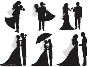 Matériel de ppt de silhouette de mariage de mariée et de marié de mariage