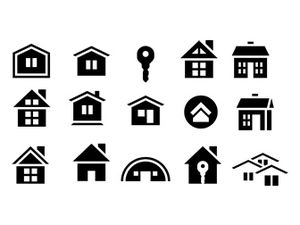 Small house building monochrome small icon ppt material