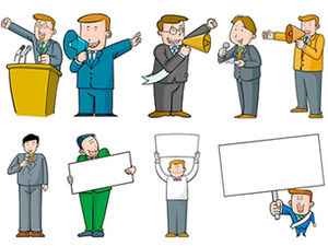Colore cartone animato uomini d'affari silhouette classe materiale ppt