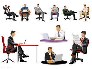 Business singola femmina seduta postura colore silhouette icona ppt materiale