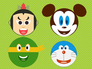 Gambar PPT murni 12 jenis avatar kartun bahan ppt smiley