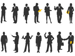Matériel de ppt de silhouette de personnes de lieu de travail d'affaires