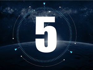 Starry sky background rotating dot line ring 5 seconds countdown special effect ppt template