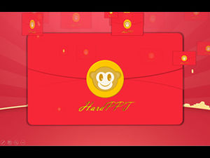 Roter Umschlag Regen roter Umschlag offene ppt-Animationsvorlage für Spezialeffekte