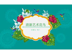 Flowers and birds literary fresh wind work report ppt template