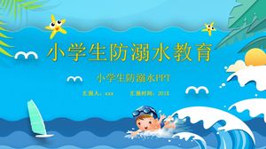 Plantilla ppt de educación de seguridad de prevención de ahogamiento de estudiante de escuela primaria azul de dibujos animados