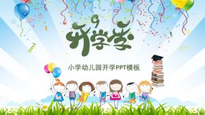 Cartoon school season kindergarten opening ceremony ppt template
