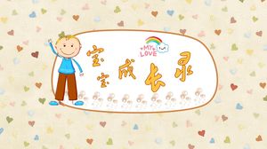 Warm cartoon baby growth record growth album ppt template