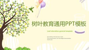 Warm leaf style education and teaching general ppt template