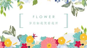 Warm flowers background mid-year work summary ppt template