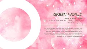Warm pink flowers background work report ppt template