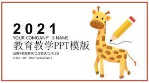 Modello ppt del piano di lavoro di insegnamento della giraffa del fumetto 2021
